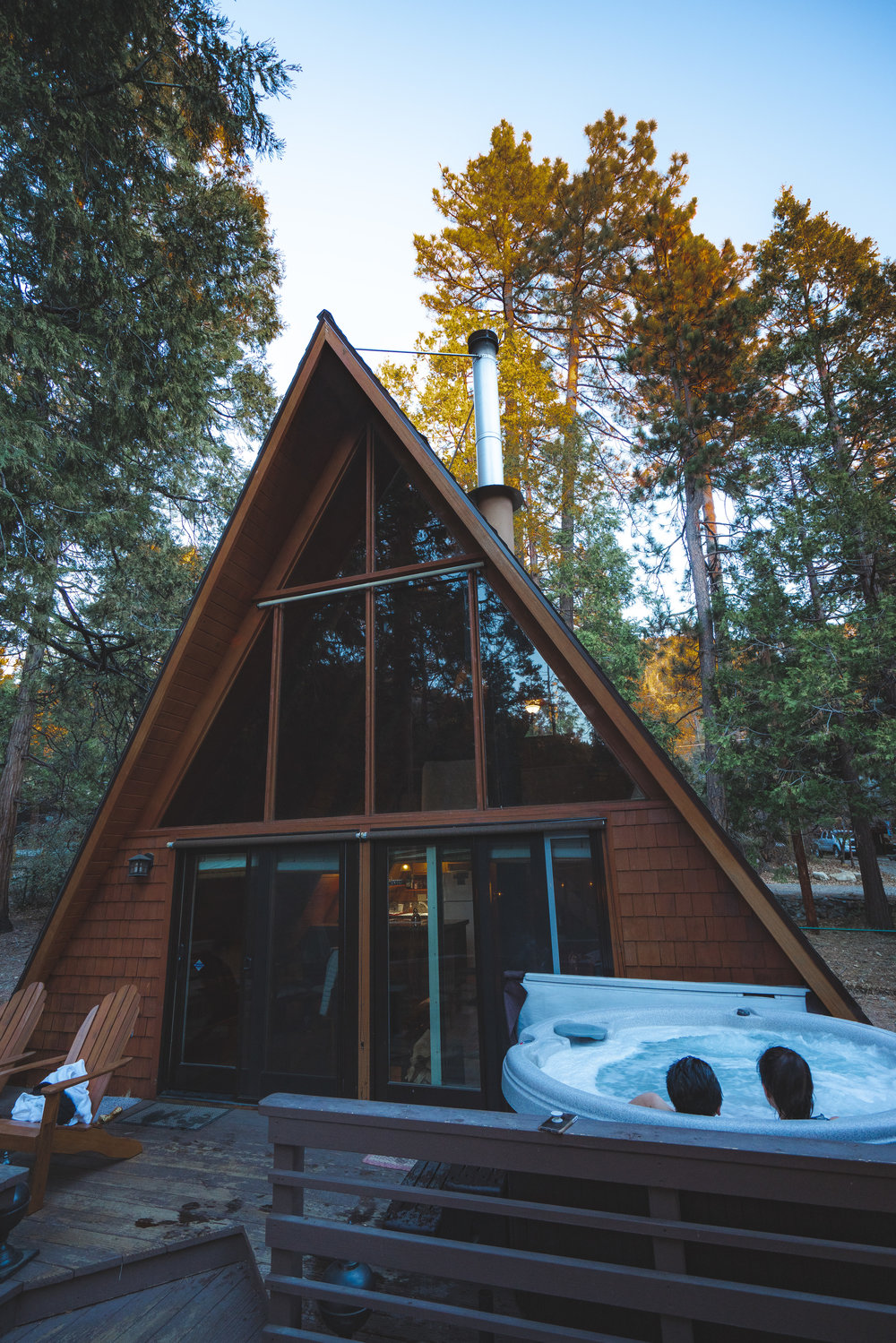 A-frame cabin in Idyllwild winter