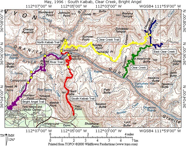 Map of the Grand Canyon