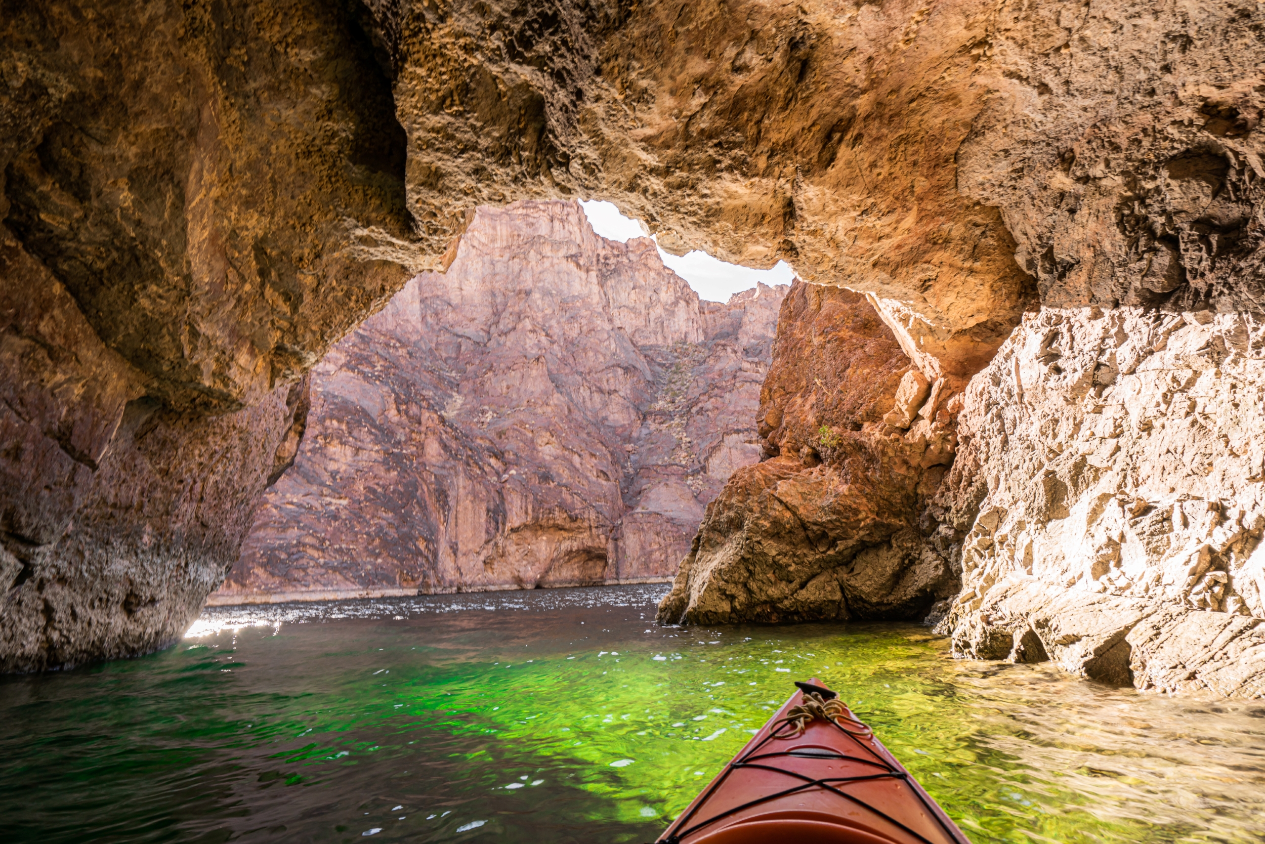 kayak emerald cove in Willow Beach. FemaleHiker