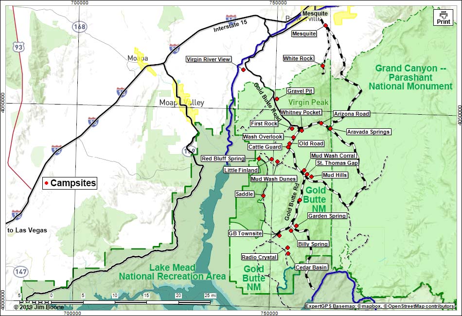 Map of Gold Butte National Monument